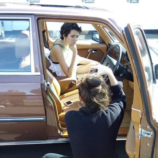Jewellery fashion shoot for The Week magazine, featuring one of our cars - a Mercedes W116 S-Class from 1979